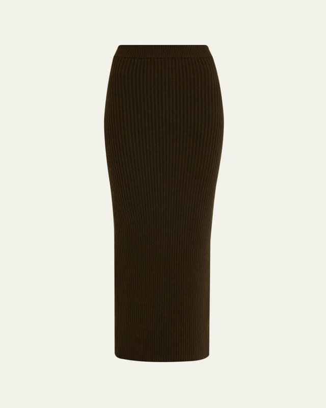 Ribbed Wool-Cashmere Maxi Pencil Skirt